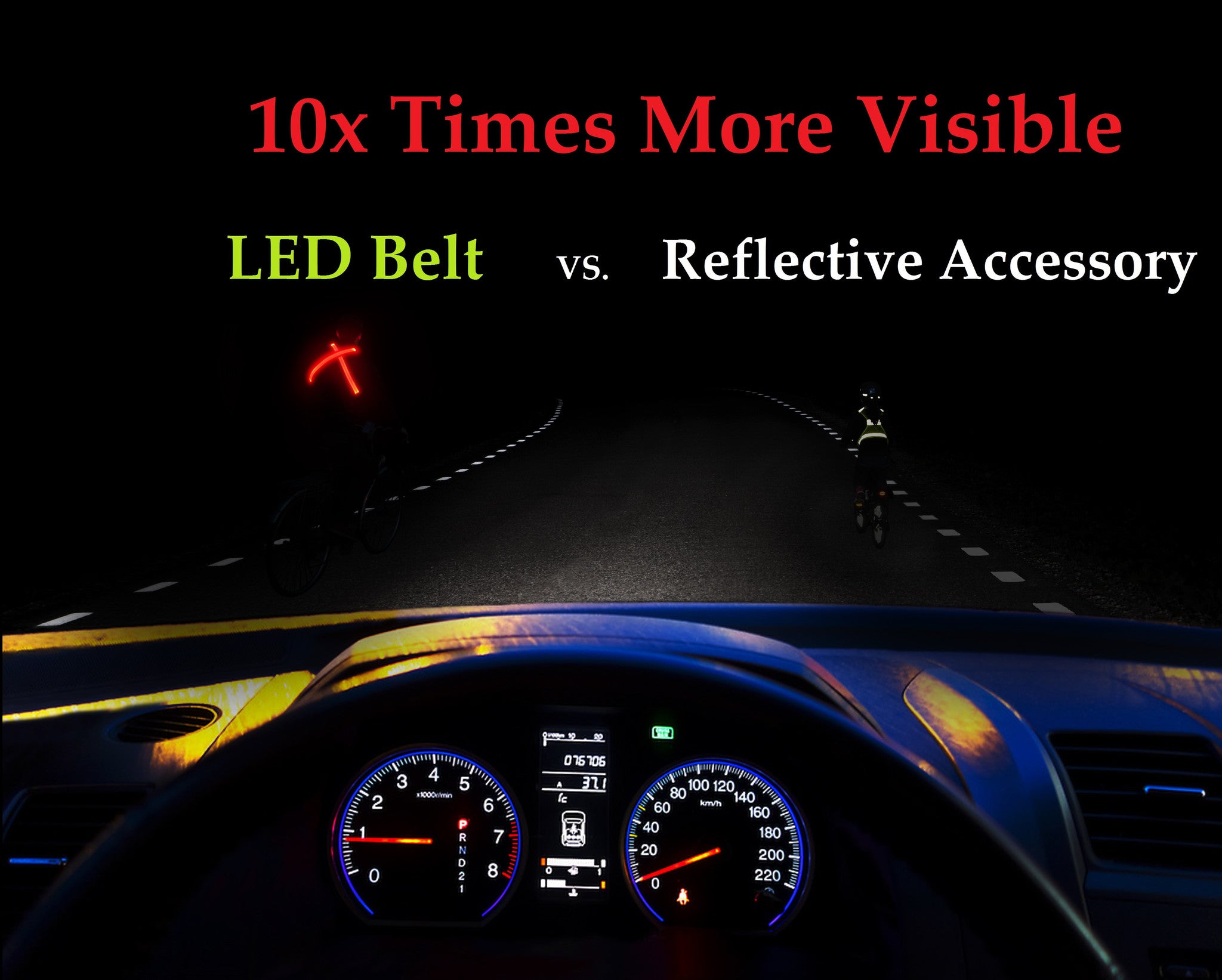  ILLUMISEEN LED Reflective Belt Sash, High Visibility LED  Lights with 2 Lighting Modes, Adjustable Quick Release Buckle, USB  Rechargeable, No Batteries Needed